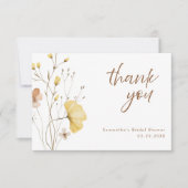 シック素朴イエローフローラブライダルシャワー サンキューカード (正面)