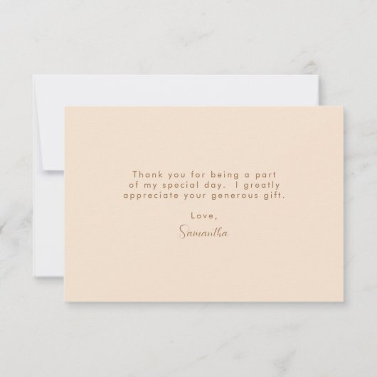 シック素朴イエローフローラブライダルシャワー サンキューカード (裏面)