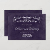 シック素朴ウェディングレセプションカード – 紫 エンクロージャーカード (正面/裏面)