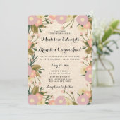 シック素朴ウォーターカラーフローラ結婚キャンバス 招待状 (スタンド正面)