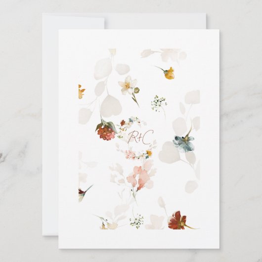 シック素朴ウォーターカラーボホフローラ庭園の結婚式 (裏面)