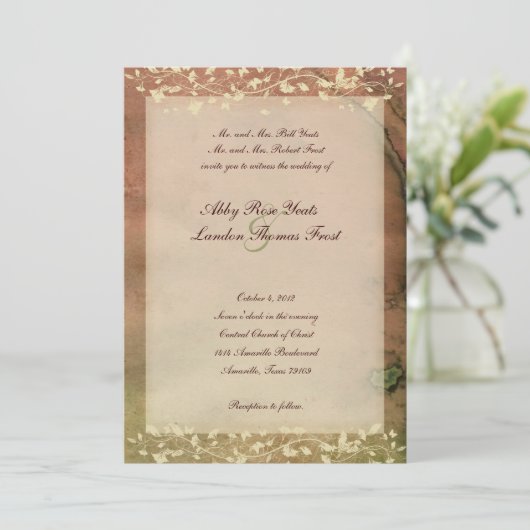 シック素朴ウォームカラーズ結婚式招待状 招待状 (スタンド正面)