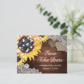 シック素朴ウッドひまわり結婚式の日付を保存 案内ポストカード (スタンド正面)