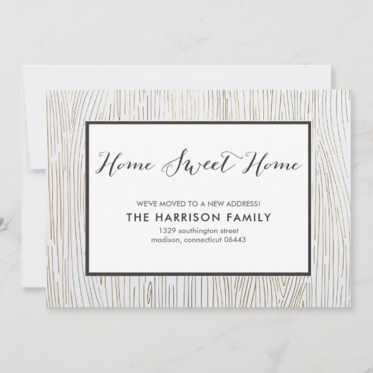 シック素朴ウッドスイートホームムービングアナウンスメント 案内状 (正面)