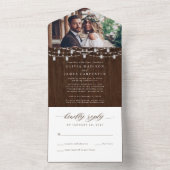 シック素朴ウッドストリングライトフォトRSVP結婚's オールインワン招待状 (内側)