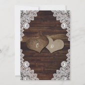 シック素朴ウッドバーラップレースストリングライツ結婚ズ 招待状 (裏面)