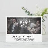 シック素朴ウッドフォト婚約パーティ招待状 招待状 (スタンド正面)