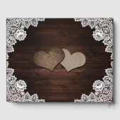 シック素朴ウッドレースサンフラワー結婚ズゲストブック ゲストブック (裏面)