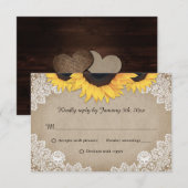 シック素朴ウッドレースサンフラワー結婚ズ 出欠カード (正面/裏面)