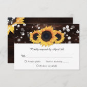 シック素朴ウッドレースサンフラワー結婚ズ 出欠カード (正面/裏面)
