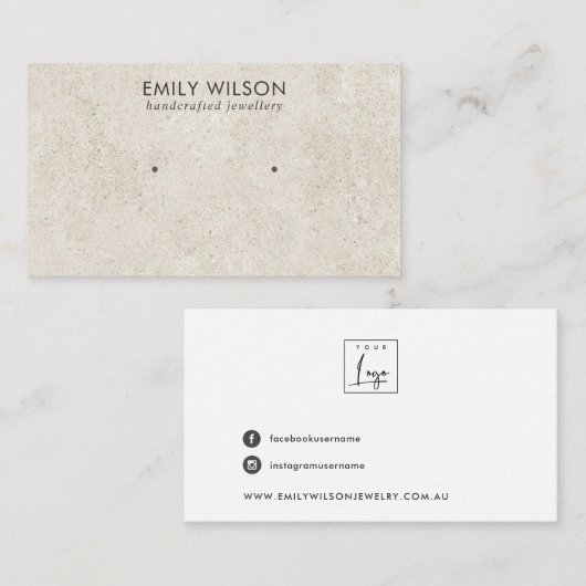 シック素朴オフホワイトスタッコスタッドイヤリングディスプレイ 名刺 (正面/裏面)