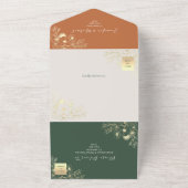 シック素朴オリーブグリーンとテラコッタ結婚ズ オールインワン招待状 (外側)