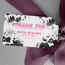 シック素朴カウズプリントホットピンク30th誕生日パーティー ギフトタグ