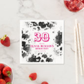 シック素朴カウズプリントホットピンク30th誕生日パーティー スタンダードカクテルナプキン (インサイチュ)