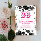 シック素朴カウズプリントホットピンク30th誕生日パーティー 招待状