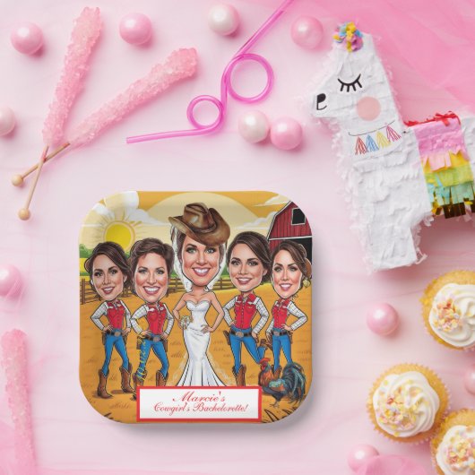 シック素朴カリカチュアブライダルお祝い ペーパープレート (パーティー)