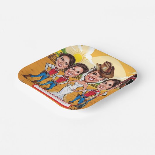 シック素朴カリカチュアブライダルお祝い ペーパープレート (傾斜あり)