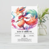 シック素朴キツネ誕生日 招待状 (スタンド正面)