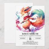 シック素朴キツネ誕生日 招待状 (正面/裏面)