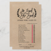 シック素朴クフェイククラフト"彼は彼女が言った"ゲーム (正面/裏面)