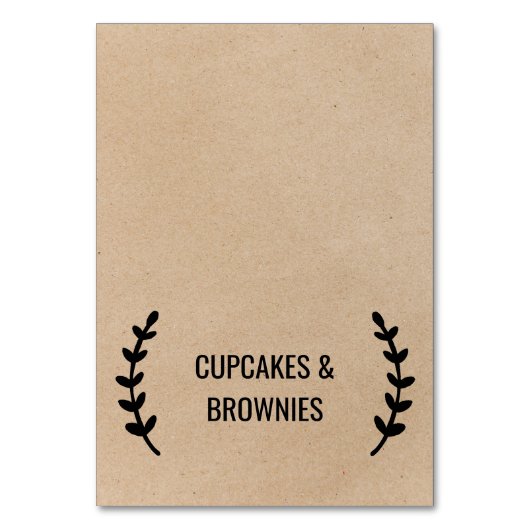 シック素朴クフェイクラフト書道フードテントカード テーブルナンバー (正面)