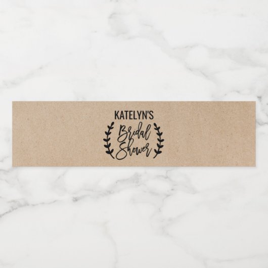 シック素朴クフェイクラフト書道ブライダルシャワー ペットボトルラベル (シングルラベル)