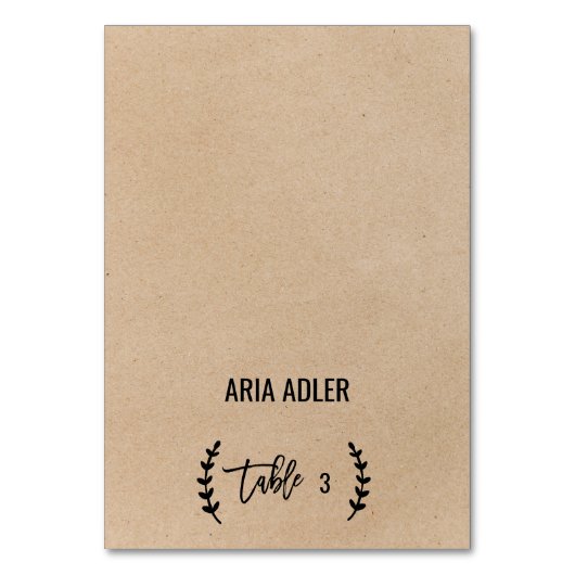 シック素朴クフェイクラフト結婚のエスコート座席表 テーブルナンバー (正面)