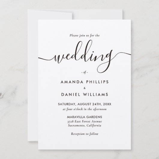 シック素朴クラフト紙結婚ズ 招待状 (正面)