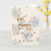 シック素朴クリスマスクリームディアスノーフレーク カード (黄色い花)