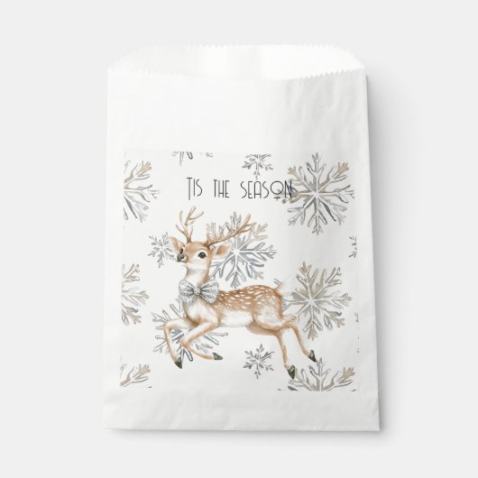 シック素朴クリスマスクリームディアスノーフレーク フェイバーバッグ (正面)
