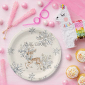 シック素朴クリスマスクリームディアスノーフレーク ペーパープレート (パーティー)