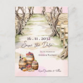 シック素朴グラフインスパイアィンワイナリー結婚ズ 案内ポストカード (正面)