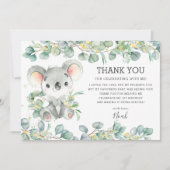 シック素朴グリーンリーかわいいコアラ1歳の誕生日ボーイ サンキューカード (正面)