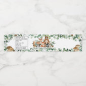 シック素朴グリーンリーウッドランドアニマルズ誕生日 ペットボトルラベル (シングルラベル)