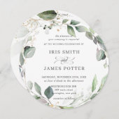 シック素朴グリーンリーリーフィーブリースズ 招待状 (正面/裏面)