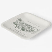 シック素朴グリーンワイナリーマウンテンスケッ結婚チ ペーパープレート (傾斜あり)