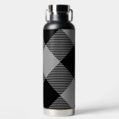 シック素朴グレー&ホワイトプレイド ウォーターボトル (正面)