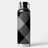 シック素朴グレー&ホワイトプレイド ウォーターボトル (背面)