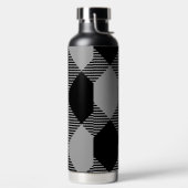 シック素朴グレー&ホワイトプレイド ウォーターボトル (左面)