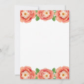 シック素朴コーラルフローラティーパーティーブライダルシャワー 招待状 (裏面)