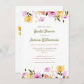 シック素朴サマーウォーターカラーフローラブライダルシャワー 招待状 (正面/裏面)