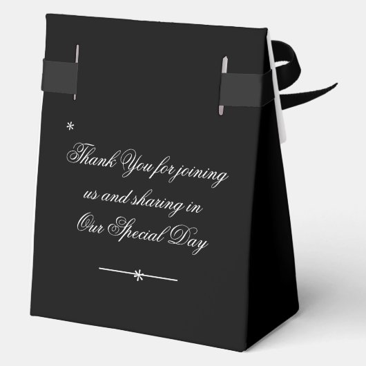 シック素朴サンキューユー白黒エレガントな結婚式 フェイバーボックス (裏面)