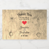 シック素朴サンキュー結婚のミニワきらめくイン スパークリングワインラベル (シングルラベル)