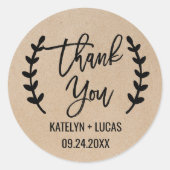 シック素朴サンキュー結婚式の引き出物シール ラウンドシール (正面)