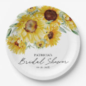 シック素朴サンフラワーブライダルシャワー ペーパープレート (正面)