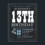 シック素朴シャルボードブルーバルーン13誕生日 ポストカード<br><div class="desc">シック素朴シャルボードブルーバルーン13th誕生日はがき</div>
