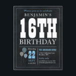 シック素朴シャルボードブルーバルーン16誕生日 ポストカード<br><div class="desc">シック素朴シャルボードブルーバルーン16th誕生日はがき</div>