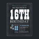 シック素朴シャルボードブルーバルーン16誕生日 ポストカード<br><div class="desc">シック素朴シャルボードブルーバルーン16th誕生日はがき</div>