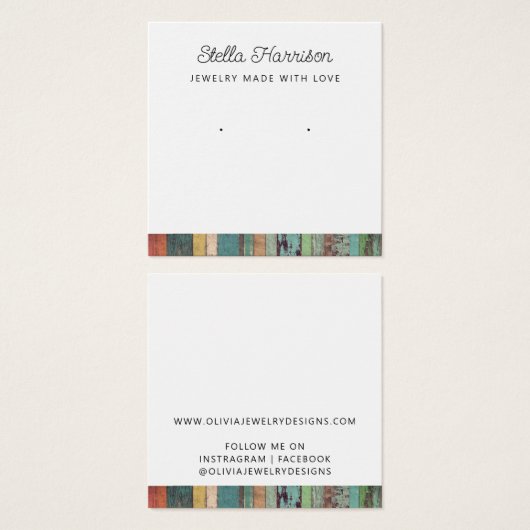 シック素朴スタッドイヤリングジュエリー表示カード (正面&裏面)