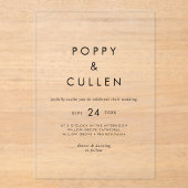 シック素朴タイポグラフィボシンプルホ結婚 アクリル招待状 (正面)